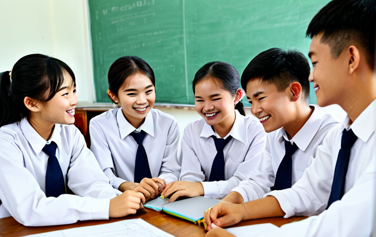 **
"A bright and cheerful scene of a group of high school students in Hanoi, Vietnam, collaborating on a science project in a modern classroom. They are fully clothed in school uniforms, appropriate attire, safe for work, showcasing teamwork and enthusiasm. Perfect anatomy, natural proportions, professional photography, high quality, family-friendly."
**